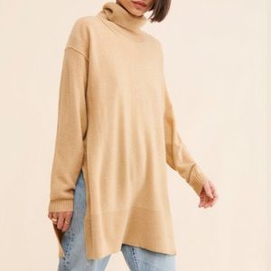 New Free People x We The Free Jessie Tan Chai Latte Cashmere Turtleneck Tunic